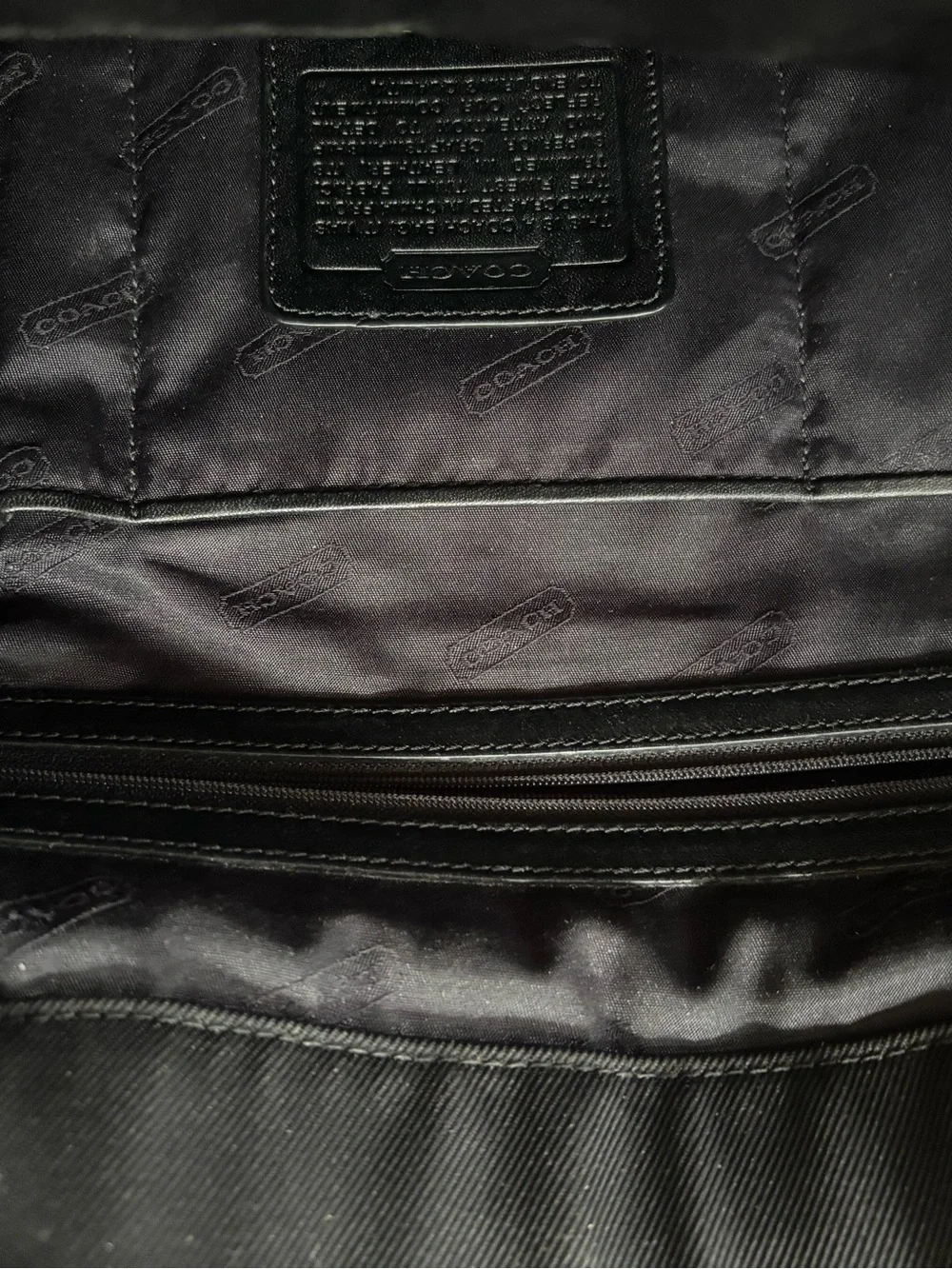 Coach Classic Women’s Laptop/Black Canvas Tote with Smooth Leather Handles.